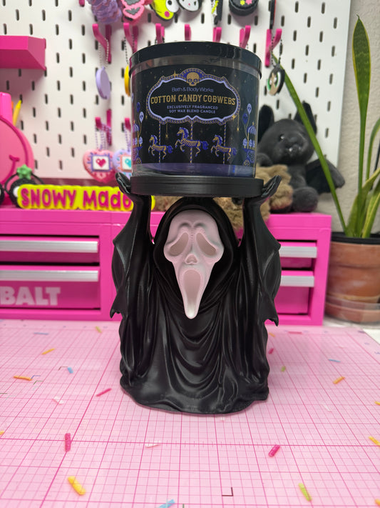 candle holder, horror character, candle stand, ghost face