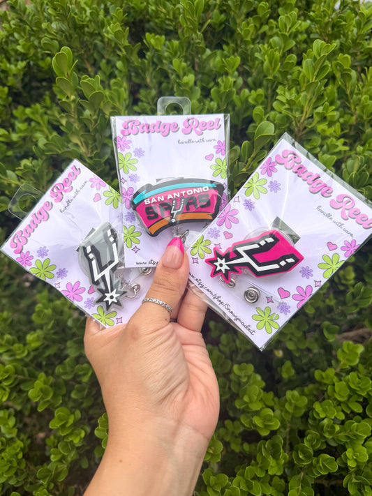 sports badge reel , alligator clips